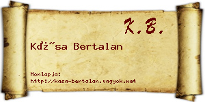 Kása Bertalan névjegykártya